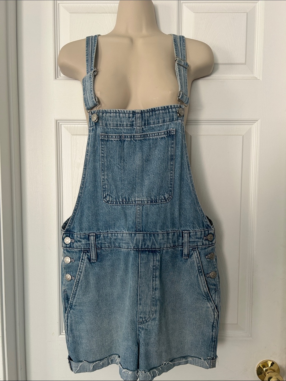 Madewell Medium Wash Denim Short Overalls